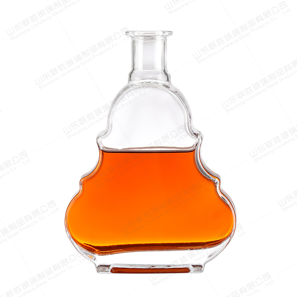 1L Creative Glass Bottle for Alcoholic Beverages Glass Lid Custom Label Transparent