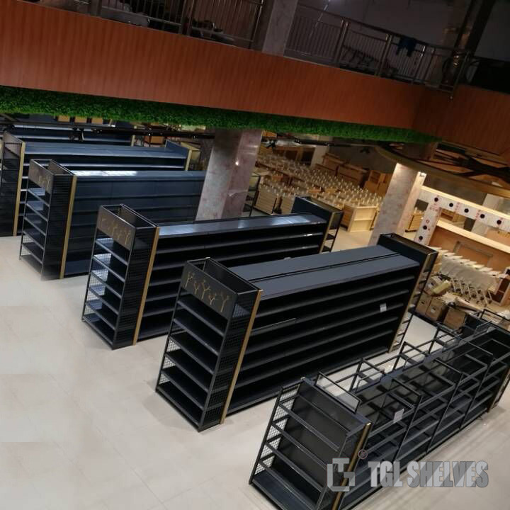 Multi Layers Metal Gondola Shelving , Double Sided Gondola Shelving CE Certification