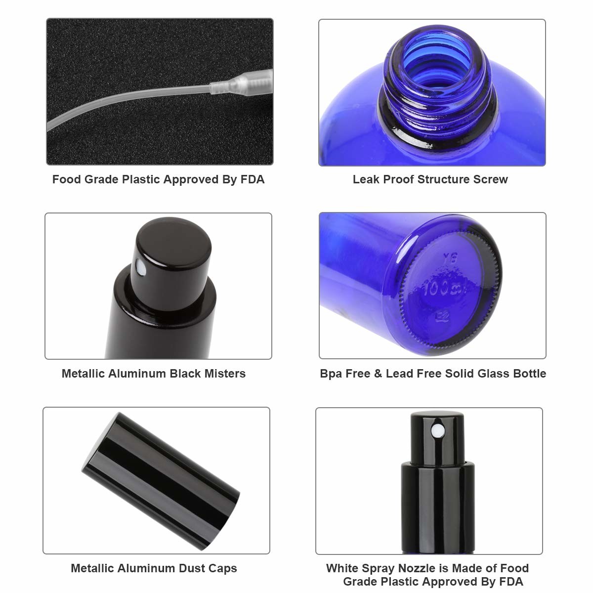 Aluminum Sprayer Cosmetic Spray Bottles With Full Caps Leakage Proof