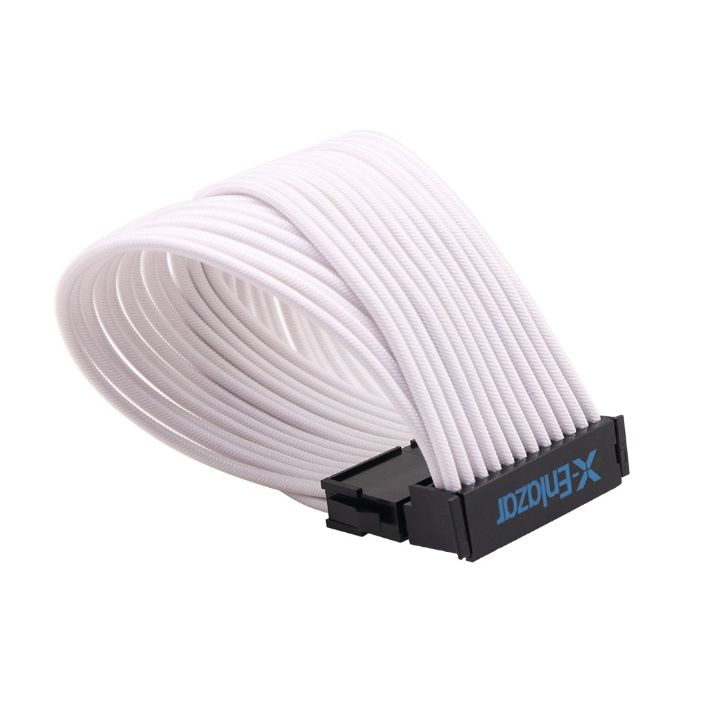 90 Degree Bradided Sleeve24Pin ATX Cable Extension Sleeve Computer Cable Extension Supply Adapter Sleeved PSU Cable Extension