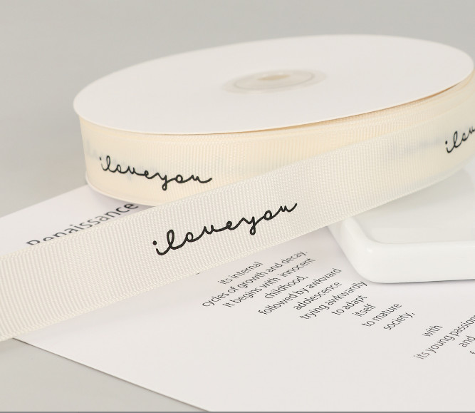 INS Style Rib Beige Birthday Cake Gift Wrap Ribbon English Bouquet Decoration Ribbon