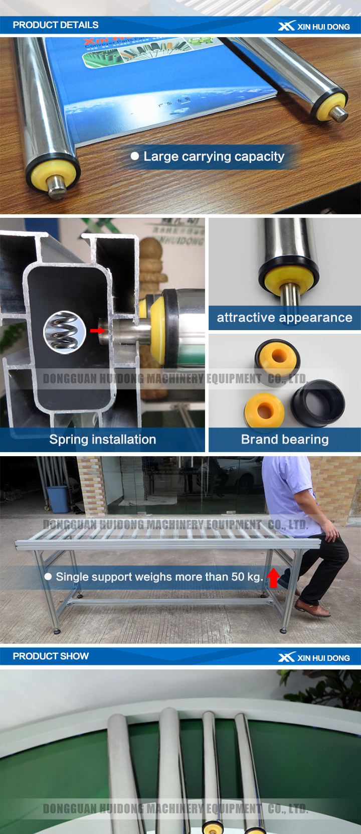 Stainless Steel Gravity Conveyor , Chain Driven Roller Conveyor High Efficiency