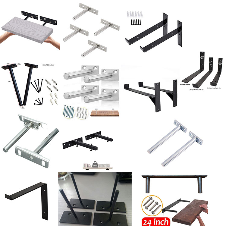 Heavy Duty Carbon Steel Wall Bracket in Rustic Black for Floating Shelf Installation