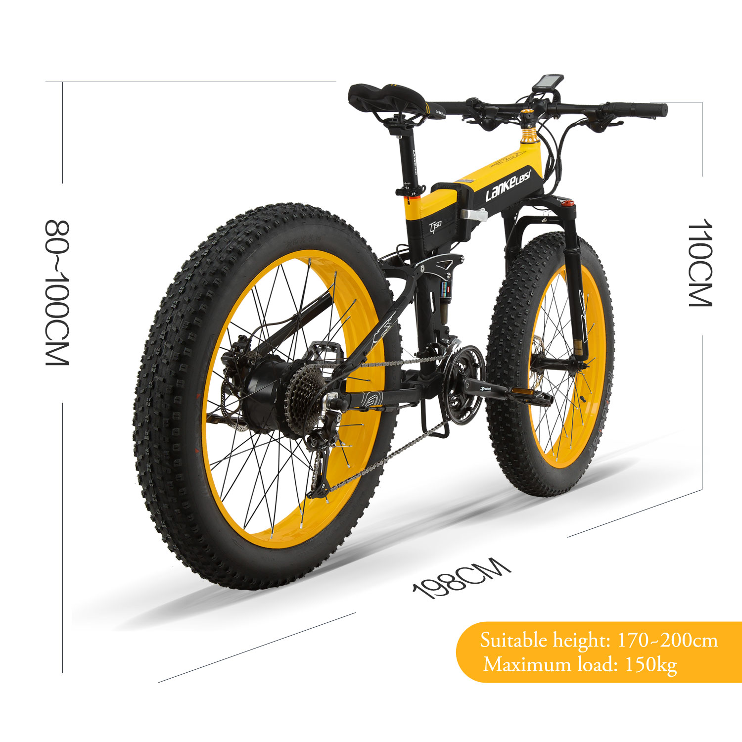 1000W Electric Snow Bike 26 Inch Hidden Battery 27 Speed Full Suspension