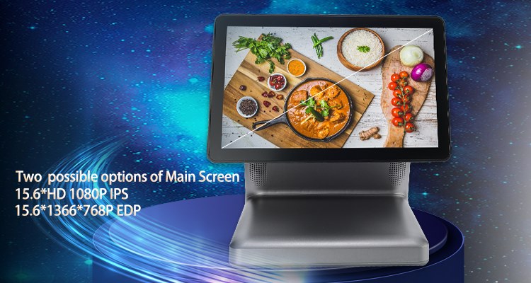 15-Inch Touch Screen POS System with 11.6-Inch 2nd Display and External Thermal Printer