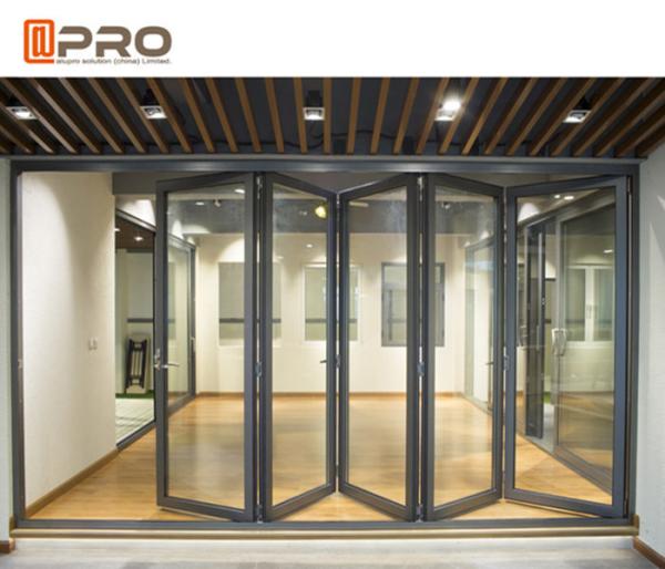 Aluminium Exterior Bi Fold Sliding Doors Foldable Glass Doors ISO Certification