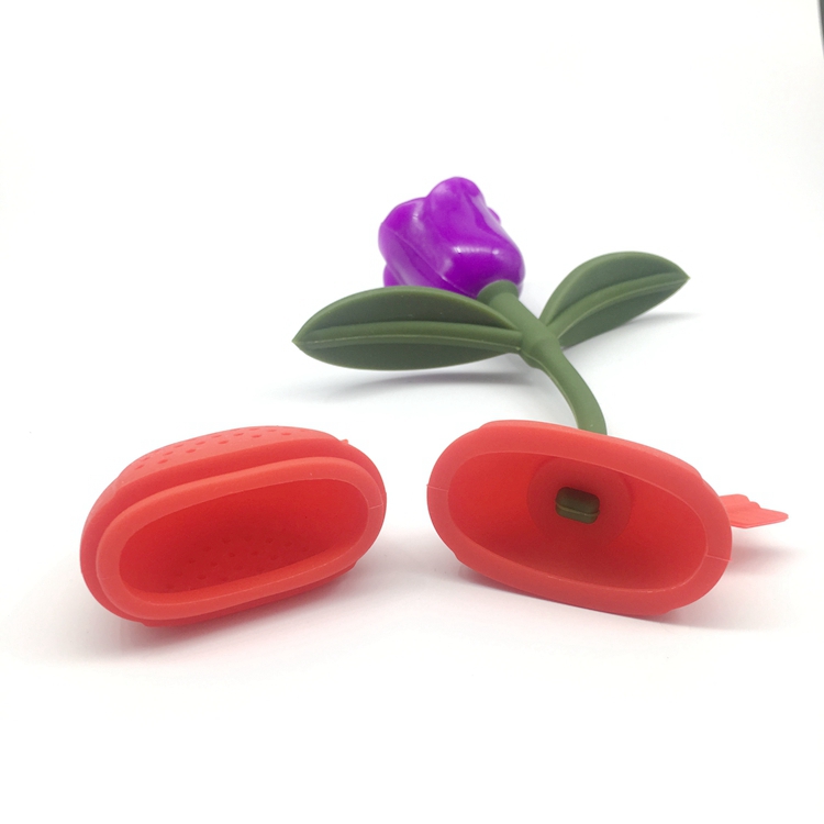 BPA Free FDA Unique Rose Cupid Heart Shape Flower Silicon Silicone Tea Bag Strainer Infuser