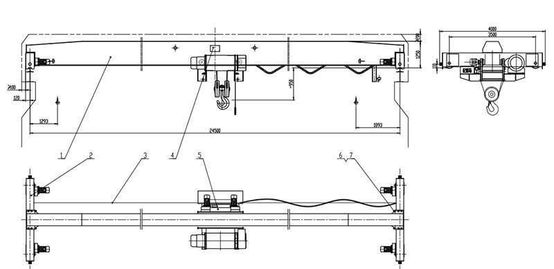 Automatic Single Girder Overhead Crane 5 Ton With Electric Hoist