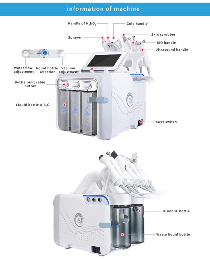 Skin Care 100kpa 7 In 1 Jet Peel Facial Machine 0.3-4mm