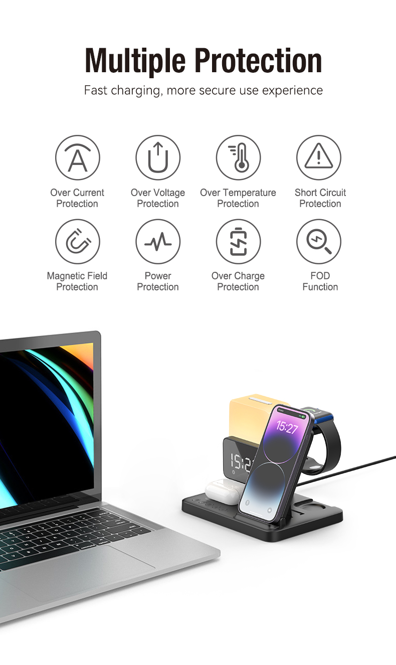 ABS PC Material Magnetic Wireless Charger for 6 in 1 Fast Charging and Portable Foldable Design