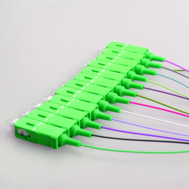 12 Strand SC APC Optical Fiber Pigtail 900 Micron Tight Buffer For Telecommunication