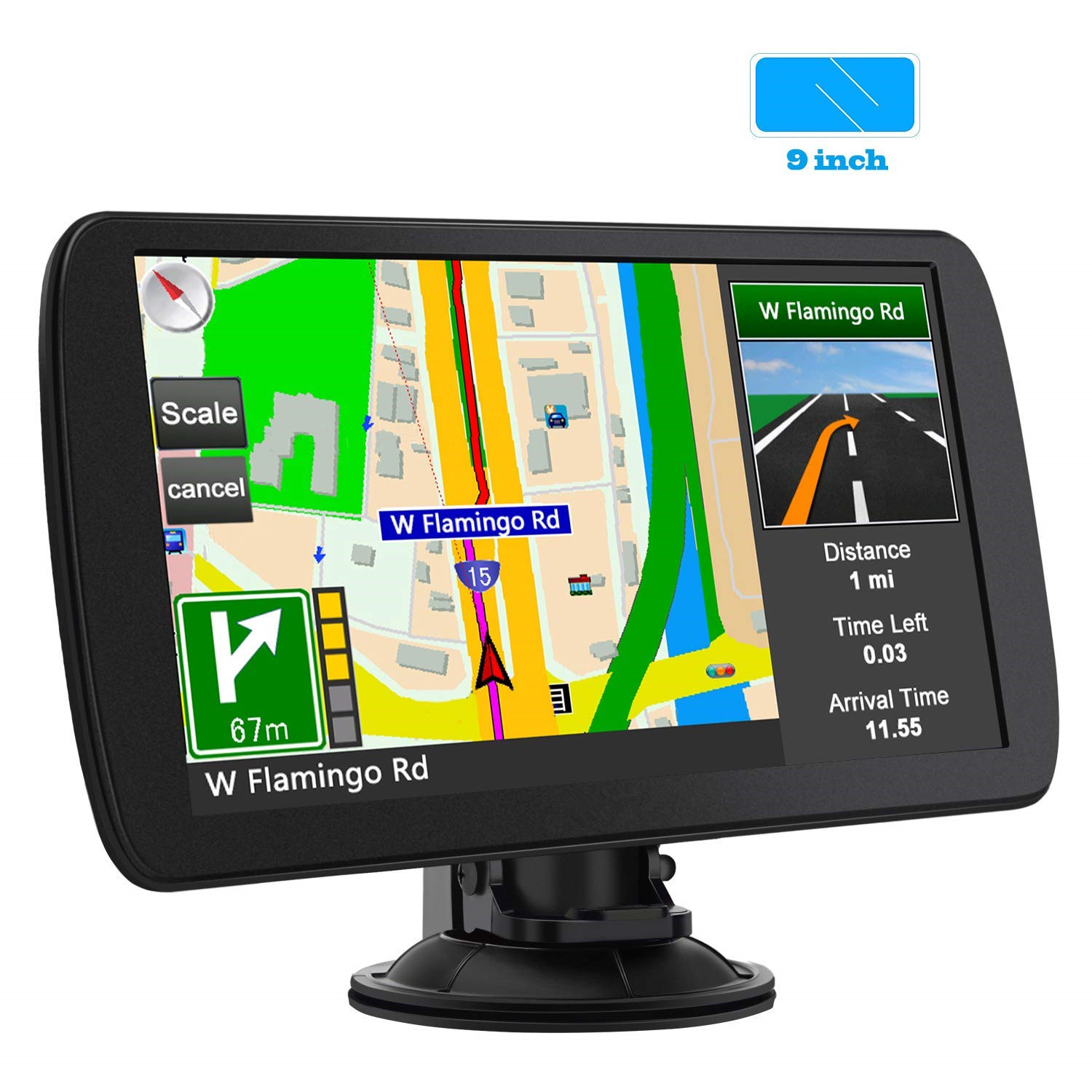 9 Inch Capacitive Touchscreen FCC RoHS Vehicle GPS Navigation System