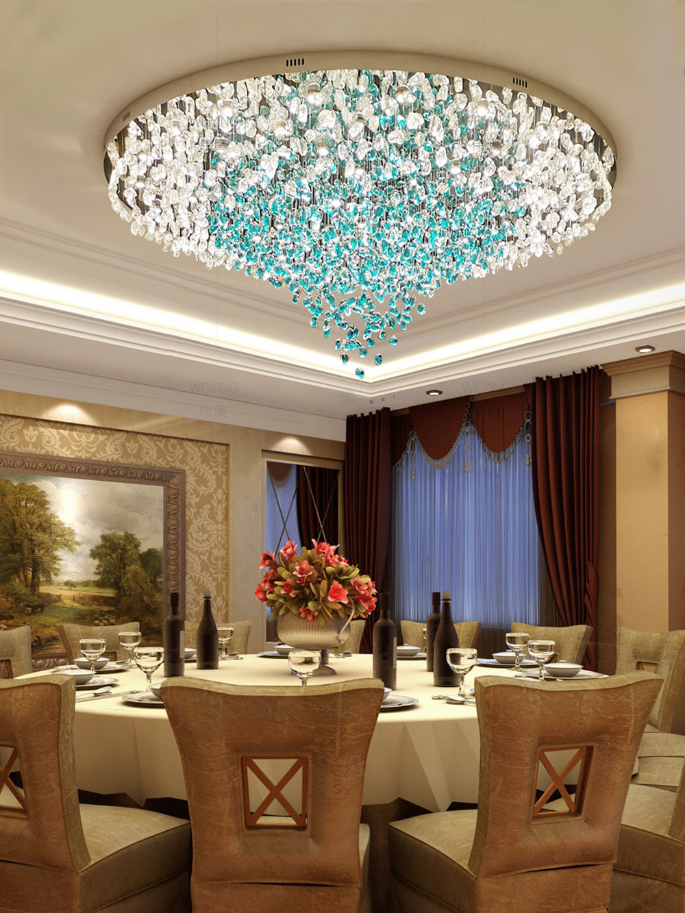Large Modern Glass Stone Chandelier Living Hotel Project luxury lighting factory(WH-NC-105)