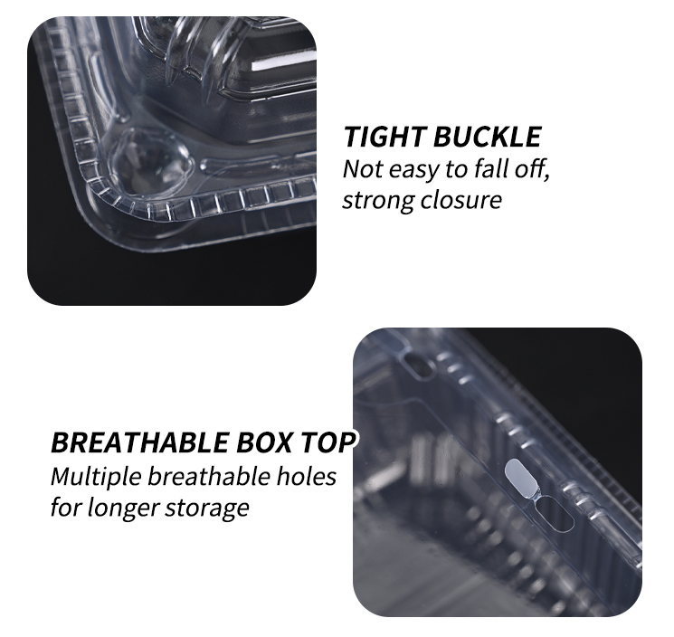 Clamshell Disposable Plastic Food Containers Recyclable Clear PET Bakery Box