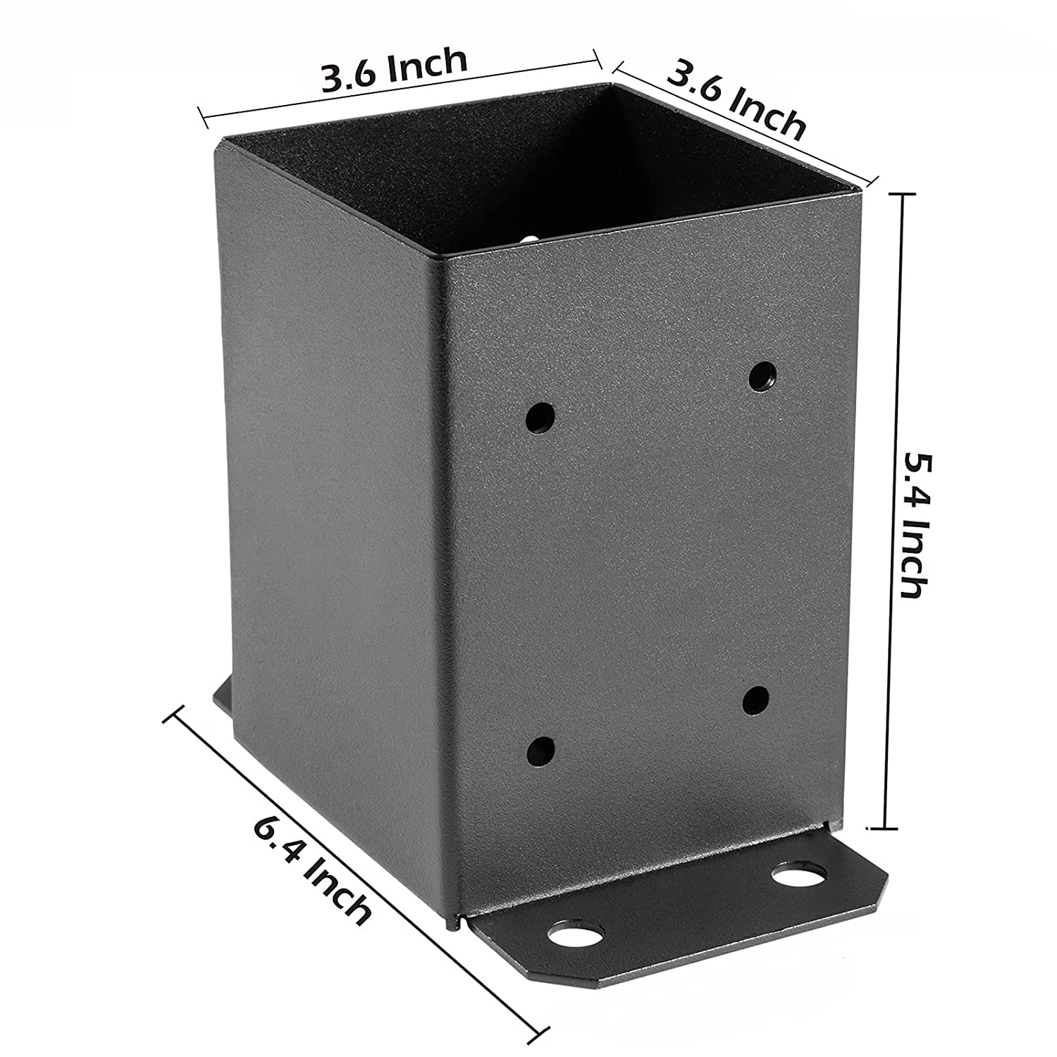 Inner Size 3.6"x3.6" Post Base Brackets Heavy Duty Powder-Coated Post Anchor Matte Black Wood Post Brackets