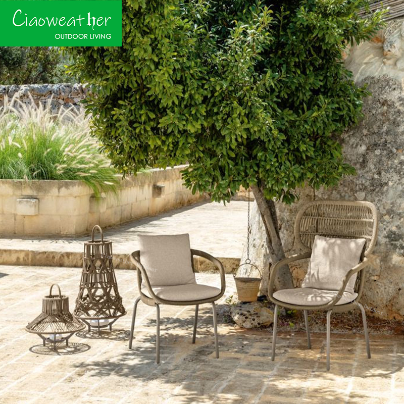 Outdoor Restaurant Furniture Rattan Wicker Garden Set for Balcony Patio Space-Saving Design