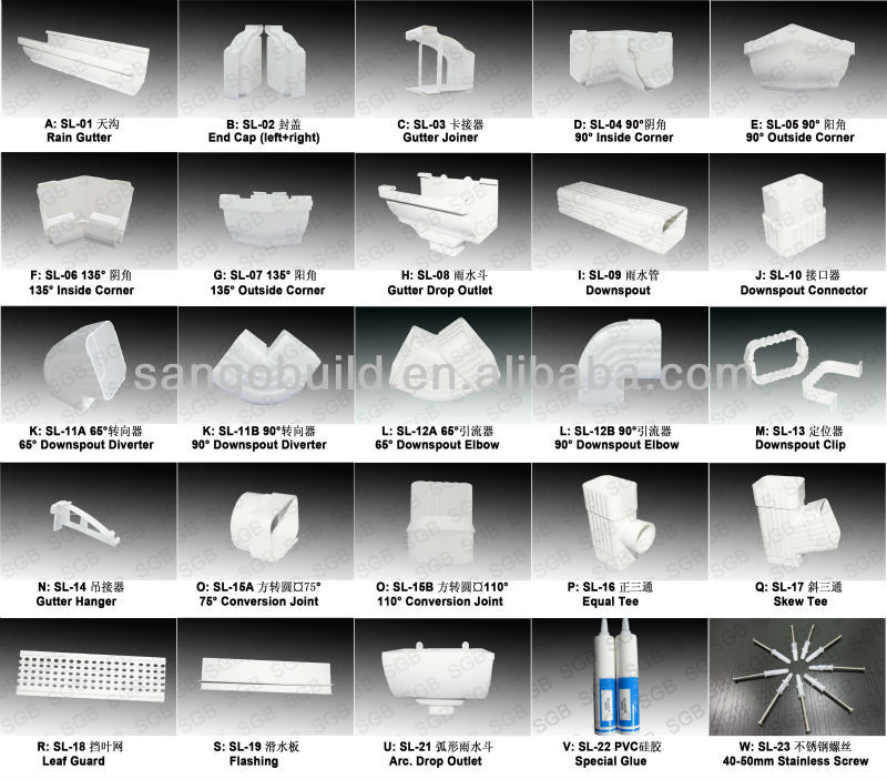 K type pvc rain gutter