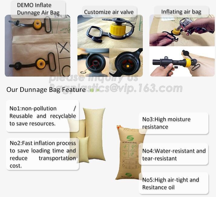 Inflatable Air Filled Pillow Dunnage Bag for Container, carton filling air pillow bag, Container Dunnage Air Pillow Bag