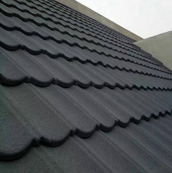 0.40mm AZ70 Coffee Black Bond Tile Stone Coated Metal Tile 50 years Warranty Wave Tiles