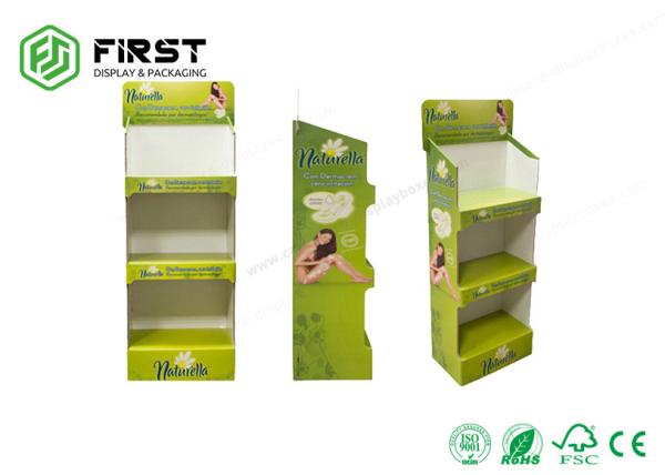 POP Printing Cardboard Floor Displays 3 Shelves Customized Logo For Retail