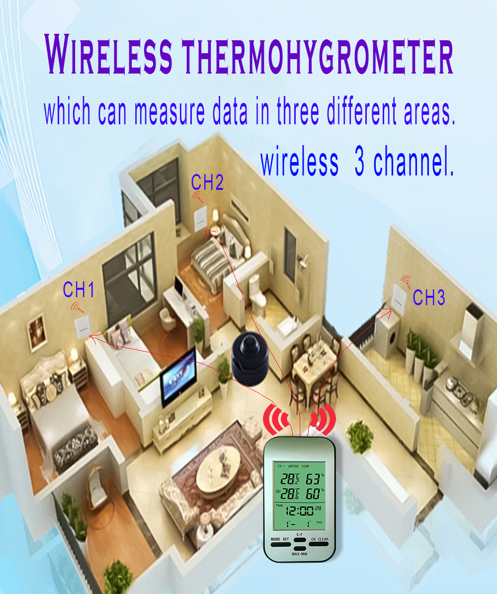 Accurate 3-In-1 Indoor Outdoor Hygro Thermometer Sensor Weather Station