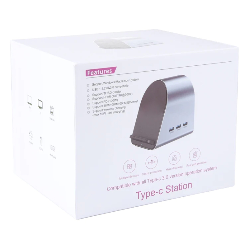 USB 3.1 10 In 1 Type-C Multiport Docking Station Hub with Gigabit Ethernet and 4K HD HDMI