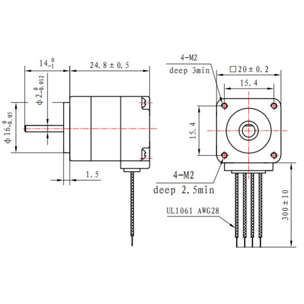 20x20mm 0.24A 5.04V 10mNM Nema 8 Hybrid Stepper Motor For DIY 3D Silver