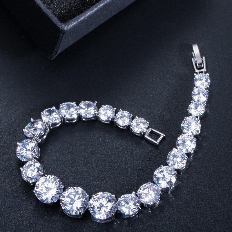 New Luxury Rose Gold Silver Color CZ Bracelet Bangle for Women Open Party Gift Jewelry Wholesale