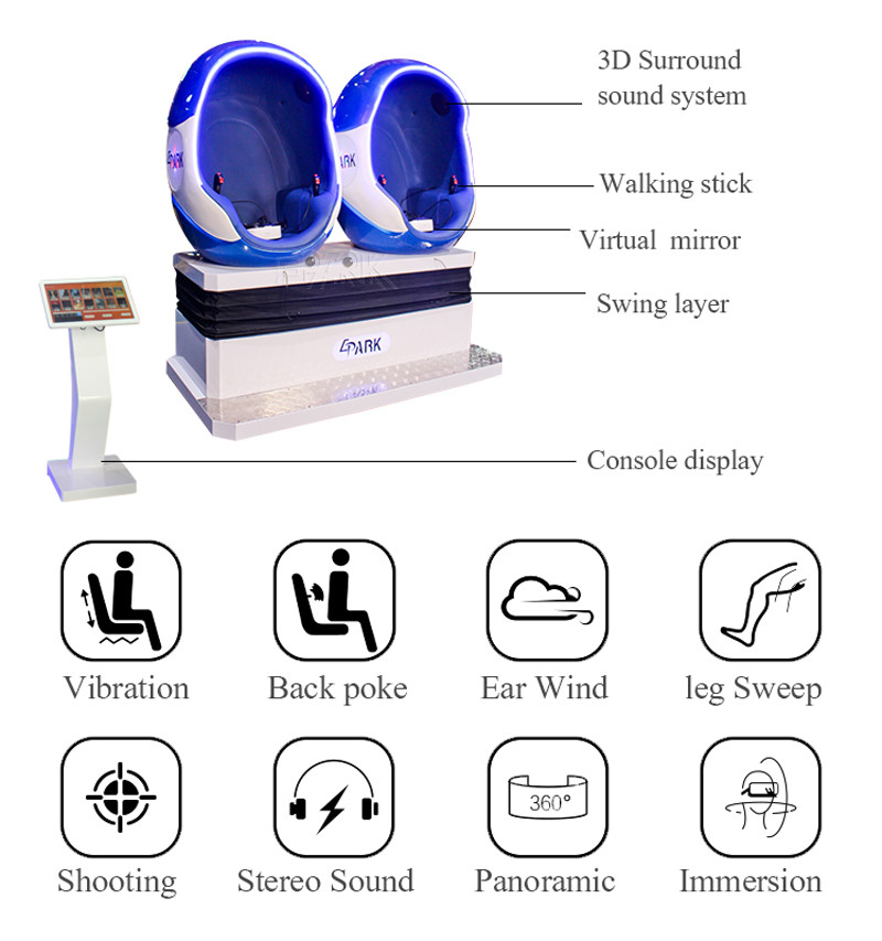 360° panoramic 9D VR Simulator Theme Park Virtual Reality Egg Chair
