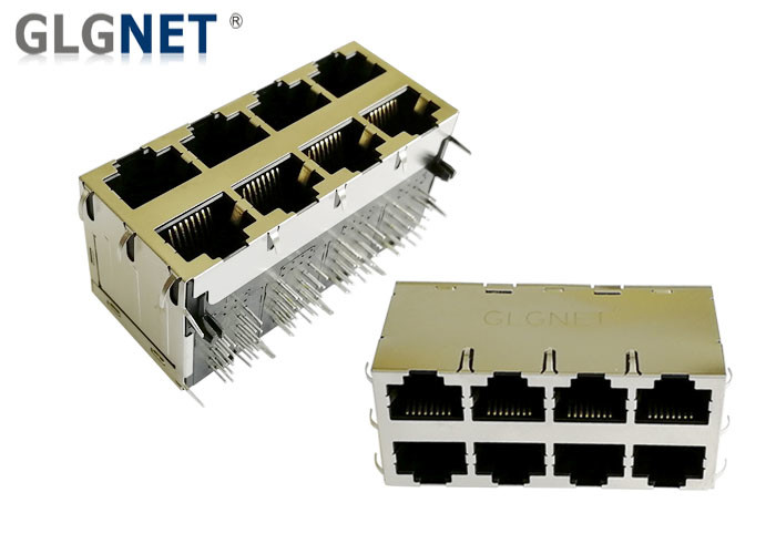  2x4 Multiple Port RJ45 Multiple Port Connectors Green Yellow LED For 1G Network Switches Manufactures