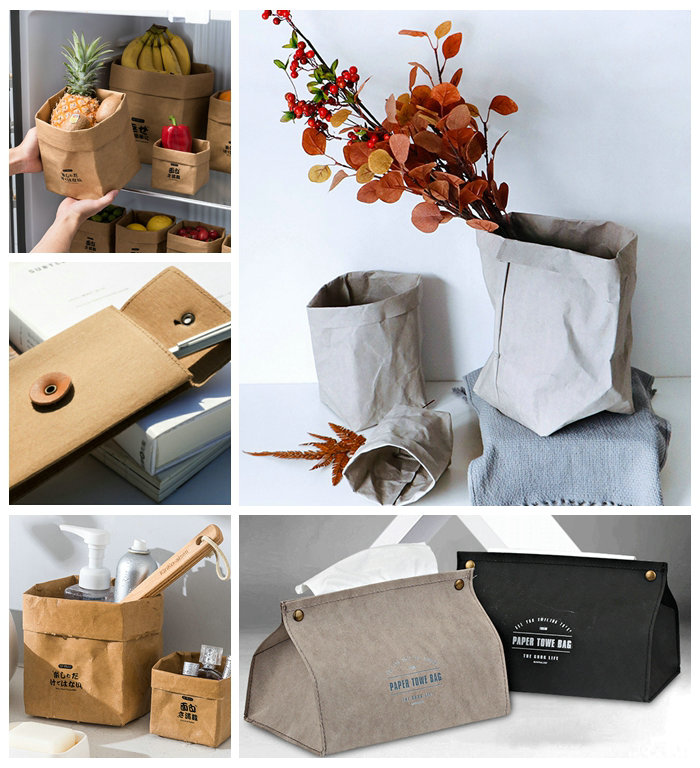  0.55mm Light Brown Washable Kraft Paper For Storage Organizer Eco Friendly