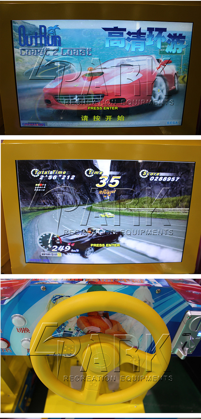 Kids Outrun 22" Car Experience Kiddies Video Arcade Game Machine For Department Stores