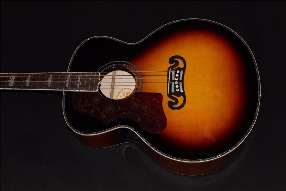 Lefty guitar jumbo wholesale guitar promotion electric acoustic guitar lefty sunburst Acoustic guitar