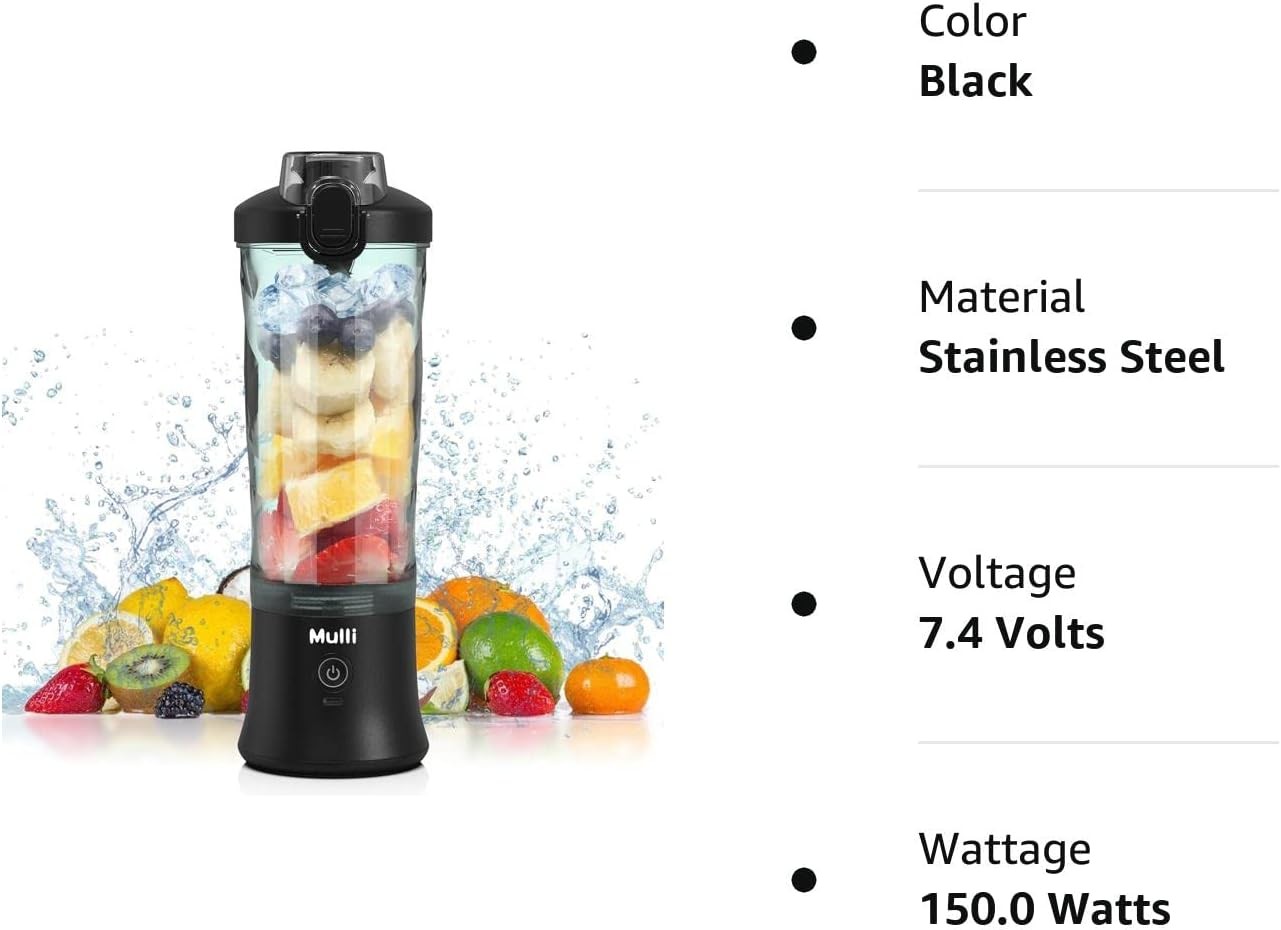 Portable Blender, Vaeqozva USB Rechargeable Smoothie on the Go Blender Cup with Straws, Protein Shakes Fruit Mini Mixer