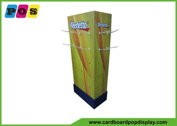 Quadra Sides POP Cardboard Product Display Stands Merchandising Pegable Rack