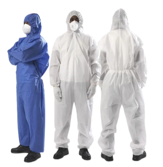 2XL 3XL Disposable Protective Coverall 45gsm SMS PPE Coverall Kit With Hood