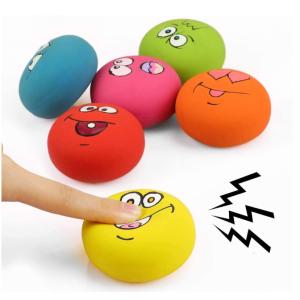 6pcs Smile Face Soft Latex Squeaky Dog Balls For Puppy Small Medium Pet Dogs