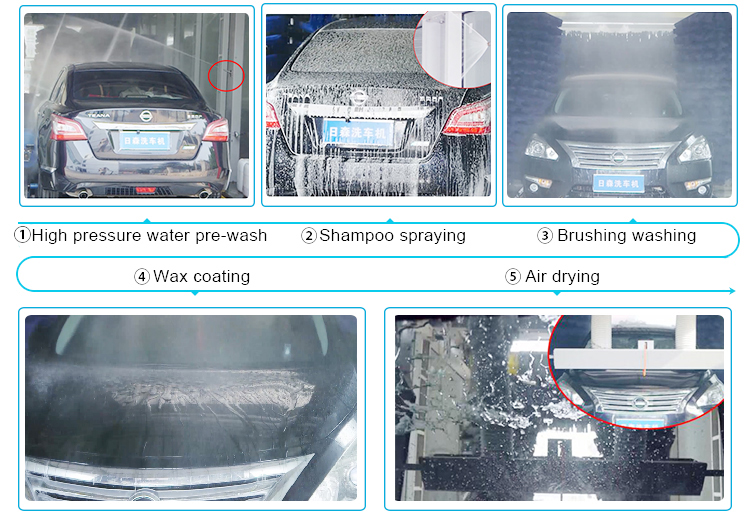 5300x2200x2100mm Fully Automatic Tunnel Car Wash Machine System