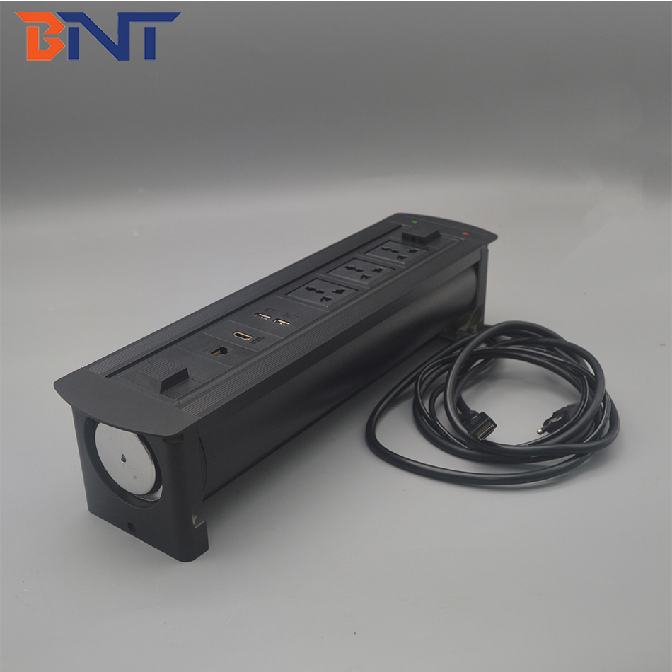 Multimedia motorized rotate usb charger meeting table electrical socket