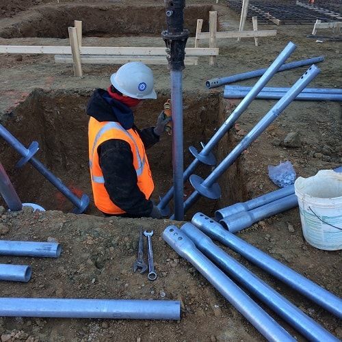 Double Leaf Pre Embedded Helical Ground Anchors Length 1600mm Galvanised Screw Piles