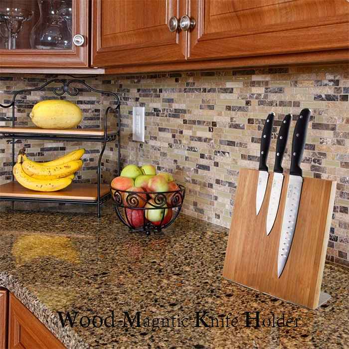 Wooden Magnetic Knives Holder for Wood Kitchen Knife Block Set Optional Wood Acacia