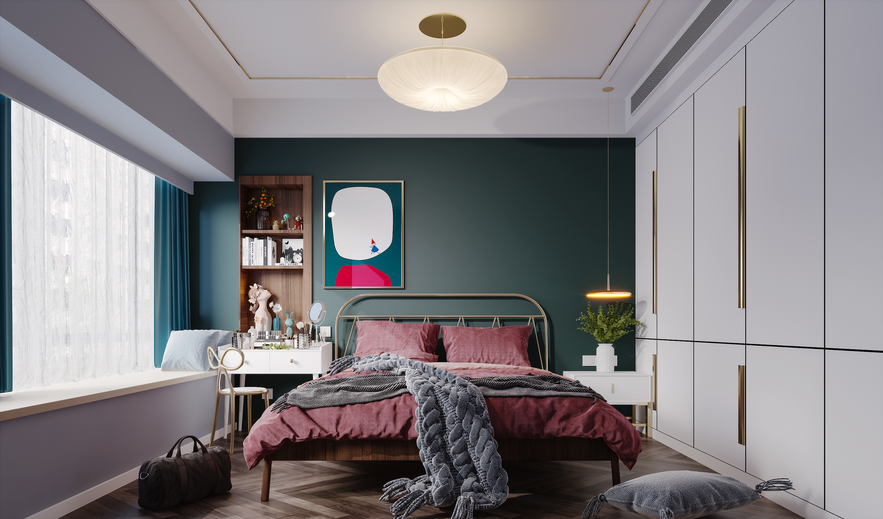 Villa Bedroom Furniture Design MDF Melamine White Wooden Wardrobe with Stylish Design