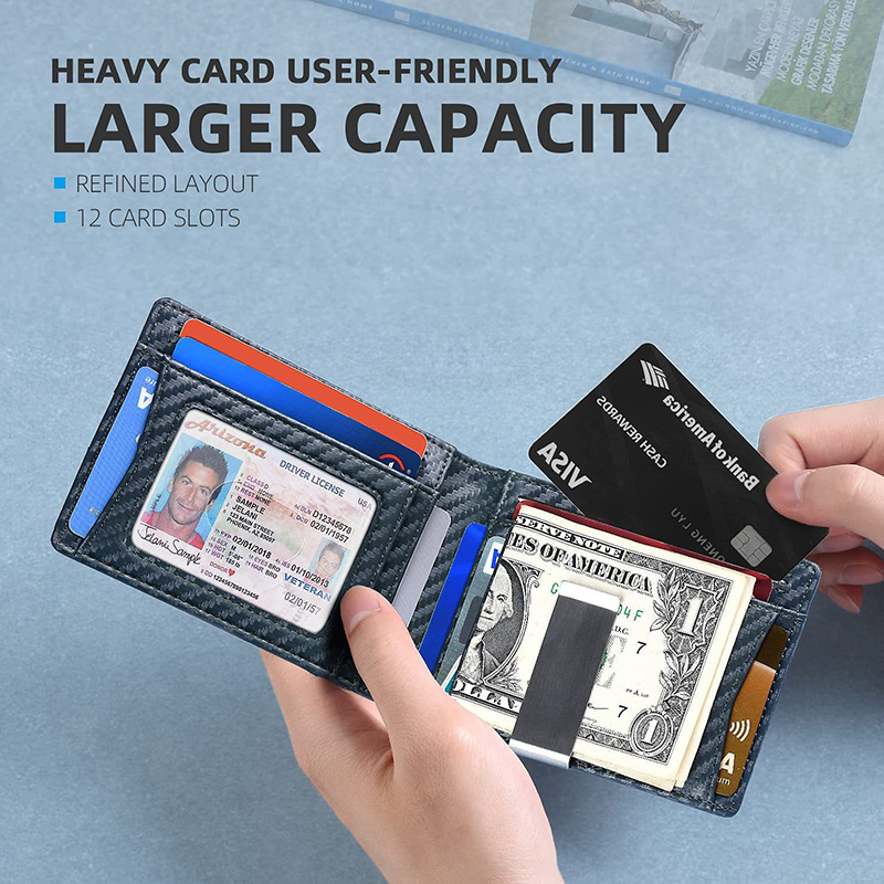 Men's RFID Carbon Fiber Credit Card Holder with Larger Capacity and Multiple Card Slots