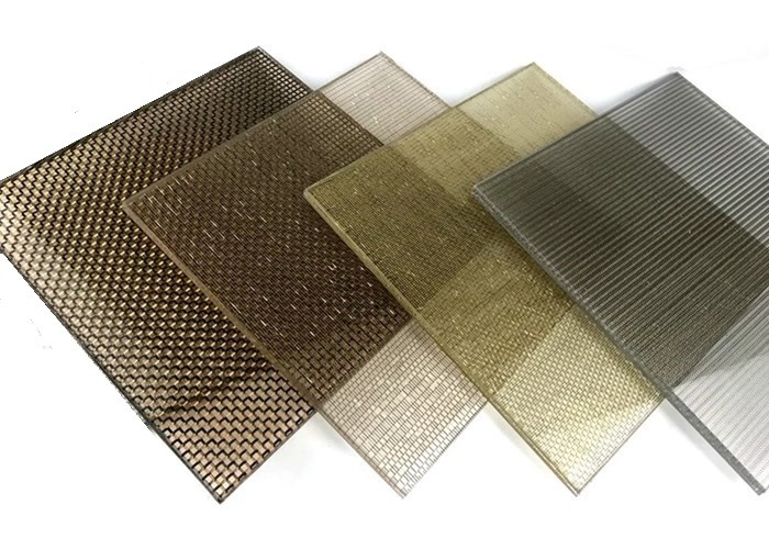 Custom Weave Wire Fabric Laminated Glass For Ground Level Windows Doors