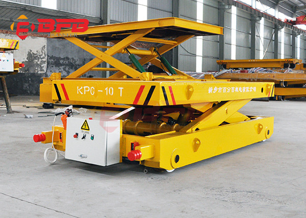 Steel Platform Motorized Electric Rail Track Trolley With Hydraulic Steering System