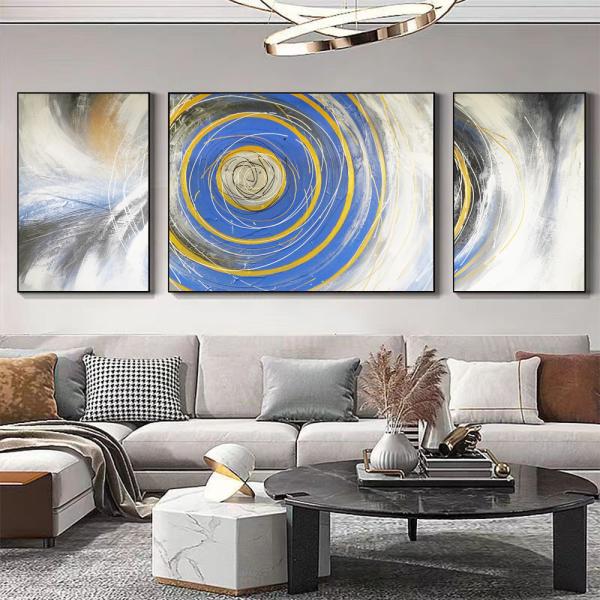 3 Pieces Modern Textured Canvas Oil Painting for Home Decor Abstract Whirlpool