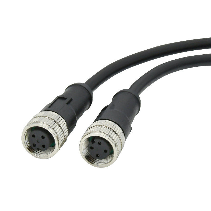 Male To Female 4 Pins M12 Y Splitter Waterproof Overmolded Cable Connector