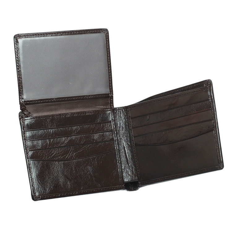 Customized Leather Men's Wallet with Hot Stamping Logo and RFID Blocking Technology