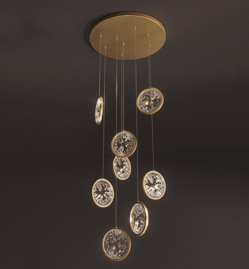 Luxury Crystal Chandelier For Staircase Gold Black Home drop light circle led light lamp(WH-NC-66)