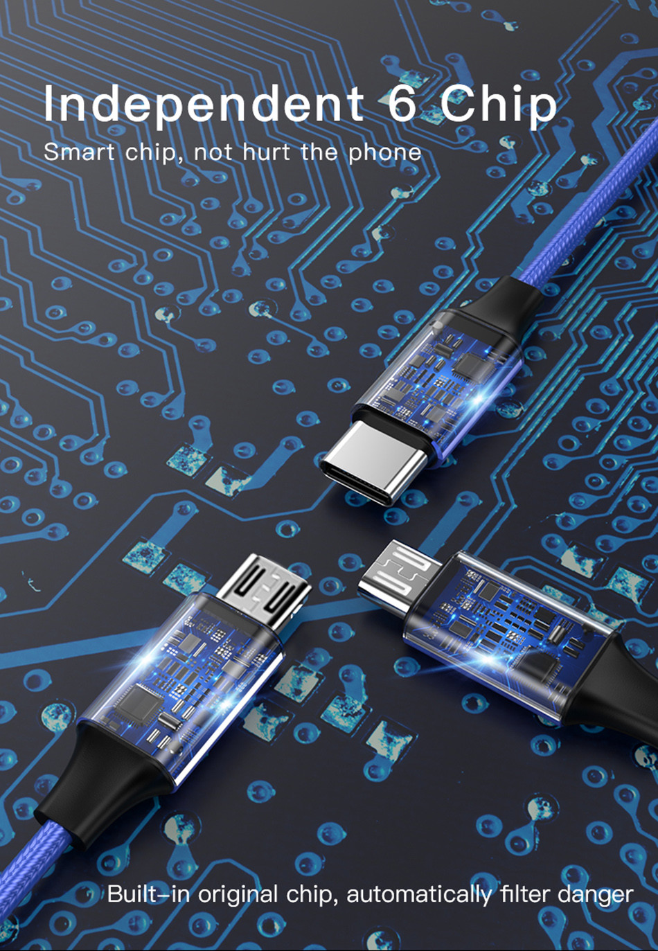 Portable Nylon Fast Charging 17cm Keychain USB Cable With LED Light